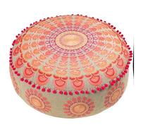 Mandala Life ART Fodera per cuscino da pavimento rotondo bohémien - 60x20 cm - 100% cotone - Custodia pouf per pouf per soggiorno, camera da letto, patio e altro