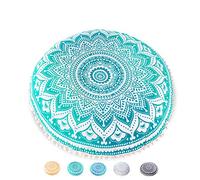 Mandala Life ART Fodera per Cuscino da Pavimento Rotondo Bohémien - 75 cm - 100% Cotone - Custodia Pouf per Pouf per Soggiorno, Camera da Letto, Patio e Altro