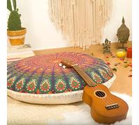 Mandala Life ART Fodera per Cuscino da Pavimento Rotondo Bohémien - 75 cm - 100% Cotone - Custodia Pouf per Pouf per Soggiorno, Camera da Letto, Patio e Altro