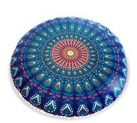 Mandala Life ART Fodera per cuscino da pavimento rotondo bohémien - 75 cm - 100% cotone - Custodia pouf per pouf per soggiorno, camera da letto, patio e altro
