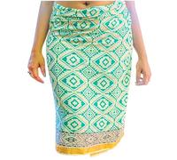 Mandala Life ART Pareo da spiaggia donna stampato a mano - Sarong indiano con bordo dorato - Cotone morbido