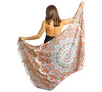 Mandala Life ART Pareo Grande Frangia Telo Sarong Xxl Bohemian Copricostume Da Spiaggia Donna Lungo Bikibi Cover Up Sclarpa Gonna Decorazione Murale Arazzo Da Parete 180X120Cm Rayon Fatto In India