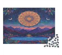 Mandala, luna piena Puzzle Per Adulti |Cosmico Celestial Body| 1000pcs (75x50cm) Puzzle Giochi EduGattoivi,decorazioni Per La Casa
