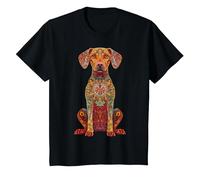 Mandala, Motivo Cane Vizsla Ungherese Maglietta, Bambini, Nero, 6 Anni