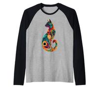 Mandala per Amanti dei Gatti psichedelici Maglia con Maniche Raglan