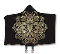 Mandala Stampa 3D Bambini Coperta Con Cappuccio Inverno Caldo Adulti Morbido Mantello Di Peluche Mantello Cape Suitbale Per La Lettura Giocare Studiare Guardare La Tv Sul Letto O Sul Divano 130X150 Cm 10