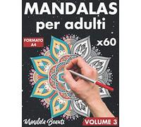 Mandalas per adulti: 60 motivi con sfondo nero in formato A4 / da mandala semplice a complesso con effetto antistress / libro da colorare con pagine ... lato / libro da colorare per adulti -Volume 3
