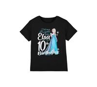 mandarin creative ltd Frozen Bright Like Elsa 10° Compleanno t-Shirt Ragazza, Nera, 7-8 Anni, Nero, 7-8 Anni