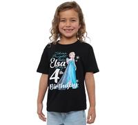 mandarin creative ltd Frozen Bright Like Elsa 4th Birthday Girls T Shirt, Nero, 12-13 Anni Bambine e Ragazze