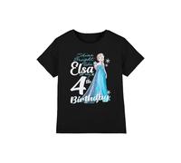 mandarin creative ltd Frozen Bright Like Elsa 4th Birthday Girls T Shirt, Nero, 3-4 Anni Bambine e Ragazze