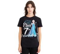 mandarin creative ltd Frozen Bright Like Elsa 7t Birthday Ladies T Shirt, Black, Nero, L Donna