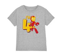 mandarin creative ltd Iron Man Cute Birthday 4 Unisex Kids T Shirt, Grigio (Athletic Heather), 5-6 Anni Bambini e Ragazzi