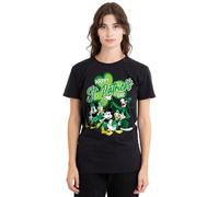 mandarin creative ltd Mickey Mouse Friends St Patrick's Day Minnie Goofy Donald Ladies T Shirt, Black, Nero, S Donna