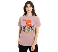 mandarin creative ltd Mickey Mouse Friends Vintage Group 8th Birthday Ladies T Shirt, Pink, Rosa, S Donna
