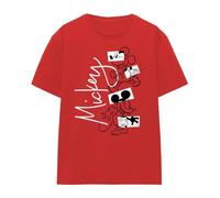 mandarin creative ltd Mickey Mouse Geometric Shapes Ladies T Shirt, Red, Rosso, L Donna