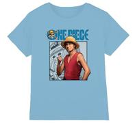 mandarin creative ltd One Piece Luffy Kids T Shirt, Azzurro, 3-4 Anni Bambini e Ragazzi