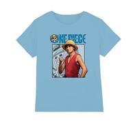 mandarin creative ltd One Piece Luffy Kids T Shirt, Azzurro, 7-8 Anni Bambini e Ragazzi