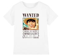 mandarin creative ltd One Piece Luffy Wanted Poster Kids T Shirt, Bianco, 9-10 Anni Bambini e Ragazzi