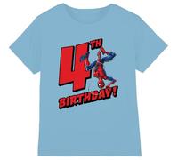 mandarin creative ltd Spiderman Birthday 4 Uni Kids T Shirt, Azzurro, 3-4 Anni Bambini e Ragazzi