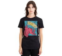 mandarin creative ltd Spiderman Thwip Panel Ladies T Shirt, Black, Nero, S Donna