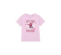 mandarin creative ltd Spiderman Valentine's Day Stick Together Girls T Shirt, Rosa, 7-8 Anni Bambine e Ragazze