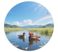 Mandarin Duck 1000 Pezzi Puzzle Circolare Difficoltà Equilibrata Per Tutte Le Generazioni Rafforzamento Logico Bird Decorazione Tavolino Da Caffè Appeso A Parete 1000pcs (67.5x67.5cm)