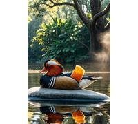 Mandarin Duck Relaxing in Lush Rainforest Journal: a DOT GRID notebook for self-expression