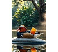 Mandarin Duck Relaxing in Lush Rainforest Journal: a DOT GRID notebook for self-expression