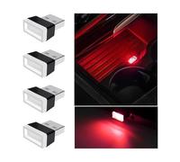 Mandark 4 lampade LED USB per interni auto, luci notturne con interfaccia USB plug-in, mini kit di illuminazione ambientale portatile, universale per SUV, berlina, camion (rosso)