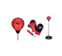 Sport1 Pounching Pro Set boxe. Sacco boxe con supporto, asta regolabile in altezza 120-145cm, guantoni 8oz e pompa. Rosso/nero. Per bambini, ragazzi e adulti. Punching ball. Allenamento e gioco boxe.