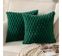 Mandioo 2 Pezzi Federe Cuscini Elegante Decorativi Copricuscini Boho Super Morbido Peluche Moderne velluto Divano Soggiorno Lusso Stile Camera da Letto 50 x 50 cm Verde scuro