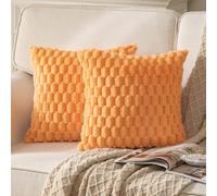 Mandioo 2 Pezzi Federe Cuscini Elegante Decorativi Copricuscini Boho Super Morbido Peluche Moderne velluto Divano Soggiorno Lusso Stile Camera da Letto 65 x 65 cm Arancia