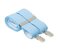 MANDITTIONS Bretelle elastiche per pantaloni, larghezza 35 mm, 4 clip argentate, misure e colori assortiti, Azzurro, XXL - 52 Inches long