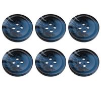 MANDITTIONS Confezione da 6 bottoni rotondi in finto corno blu da cucire su cappotti, giacche, cardigan, piatti, 4 fori, 32 l