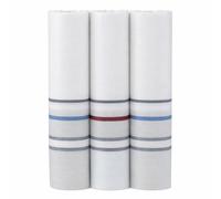 MANDITTIONS Fazzoletti grandi da uomo in cotone 100% morbido e liscio, confezione da 3 pezzi, in confezione regalo, bianco, bordi colorati, bordi, tonalità pastello e scure, 45 cm x 45 cm, 1 PK Bianco
