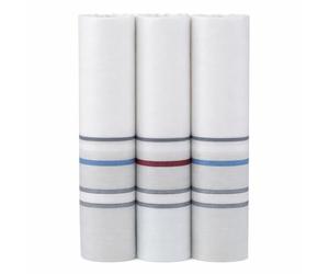 MANDITTIONS Fazzoletti grandi da uomo in cotone 100% morbido e liscio, confezione da 3 pezzi, in confezione regalo, bianco, bordi colorati, bordi, tonalità pastello e scure, 45 cm x 45 cm, 1 PK Bianco