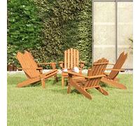 Mandloder Adirondack, set da giardino in legno massello di acacia oliato, pieghevole, per terrazza, balcone, mobili da giardino, set di conversazioni