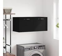 Mandloder Armadio da parete nero, 80 x 36,5 x 35 cm, in legno, pensile per cucina, bagno, garage, pratico spazio di archiviazione, versatile