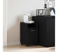 Mandloder Carrello combinato laterale con ruota, rovere nero, 33 x 38 x 60 cm, carrello a rotelle minimalista, spazio di archiviazione moderno, per soggiorno