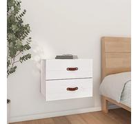 Mandloder Comodino da parete bianco in legno di pino massiccio, 50 x 36 x 40 cm, mobile mobile per camera da letto, soggiorno, con vano portaoggetti