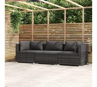 Mandloder Divano 3 Posti Grigio Poly Rattan con Cuscino Arredamento Esterno Terrazzo Disegno Modulare Giardino Balcone