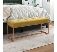 Mandloder Elegante panchina giallo senape, 110 x 36 x 45 cm, in morbido velluto, imbottita per una seduta comoda, complemento versatile per camera da letto, corridoio e soggiorno