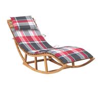 Mandloder Lettino a dondolo in legno massello teak, 60 x 180 x 73 cm, con comodo cuscino, resistente alle intemperie per giardino, terrazza e balcone, ideale per prendere il sole e rilassarsi