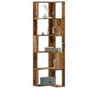 Mandloder Libreria angolare a 5 ripiani, effetto legno vecchio, 50 x 50 x 179 cm, in legno per soggiorno, ufficio, camera da letto, salvaspazio