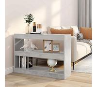 Mandloder Libreria divisoria grigio cemento, 100 x 30 x 72 cm, robusto scaffale in legno per soggiorno, corridoio e ufficio, con molto spazio
