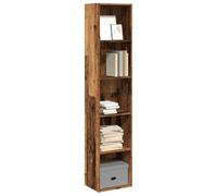 Mandloder Libreria effetto legno antico, 40 x 30 x 189 cm, in legno a 5 scomparti, scaffale alto per soggiorno, ufficio, corridoio
