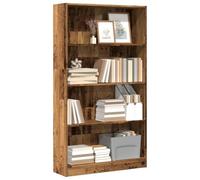 Mandloder Libreria effetto legno antico, 80 x 24 x 143 cm, in legno a 5 scomparti, versatile per libri, riviste, DVD, stabile e facile da pulire
