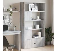 Mandloder Libreria grigia Sonoma 100 x 36 x 189 cm, in legno per soggiorno, robusta libreria con molto spazio di archiviazione, versatile