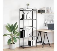 Mandloder Libreria grigia Sonoma 60 x 30 x 153 cm, materiale in legno con telaio in acciaio, scaffali aperti per libri, decorazioni e spazio per il soggiorno, lo studio
