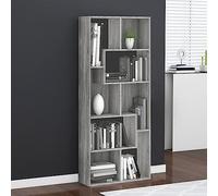 Mandloder Libreria grigia Sonoma 67 x 24 x 161 cm, materiale in legno, versatile, design moderno, spazio extra per libri